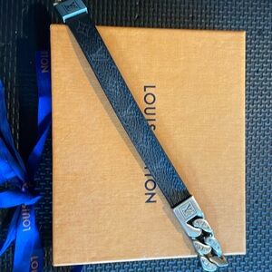 Louis Vuitton Chain & Leather Bracelet
